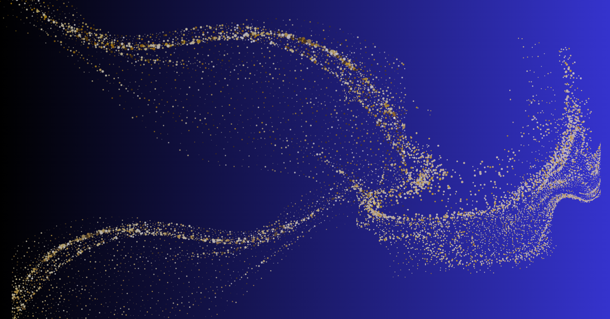 Tasmanian Leaders Gala artwork - background image. a scattering of gold glitter from the upper left and lower left side looks like it is floating on a breeze on a dark blue to royal blue gradient background